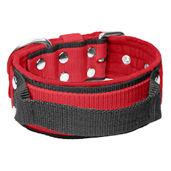 Grip Red - wide red dog collar with handle
