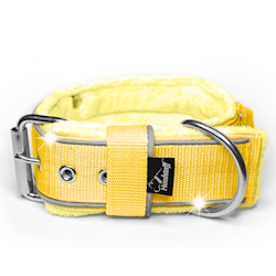 Grip Safe Baby Yellow - Brett fodrat reflexhalsband med handtag