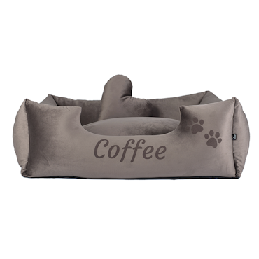Velvet Coffee Brown - Dog bed with name