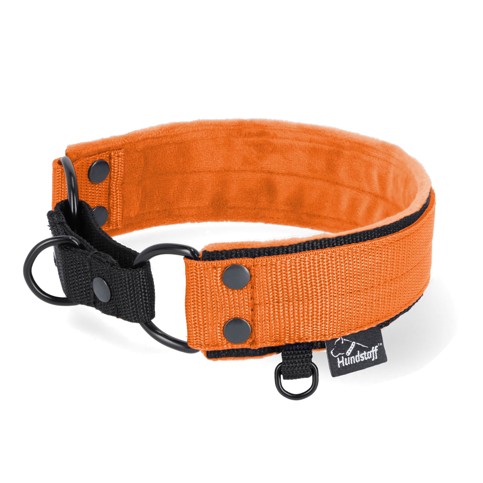 Martingale Black Edition Orange - Brett fodrat halsband halvstryp