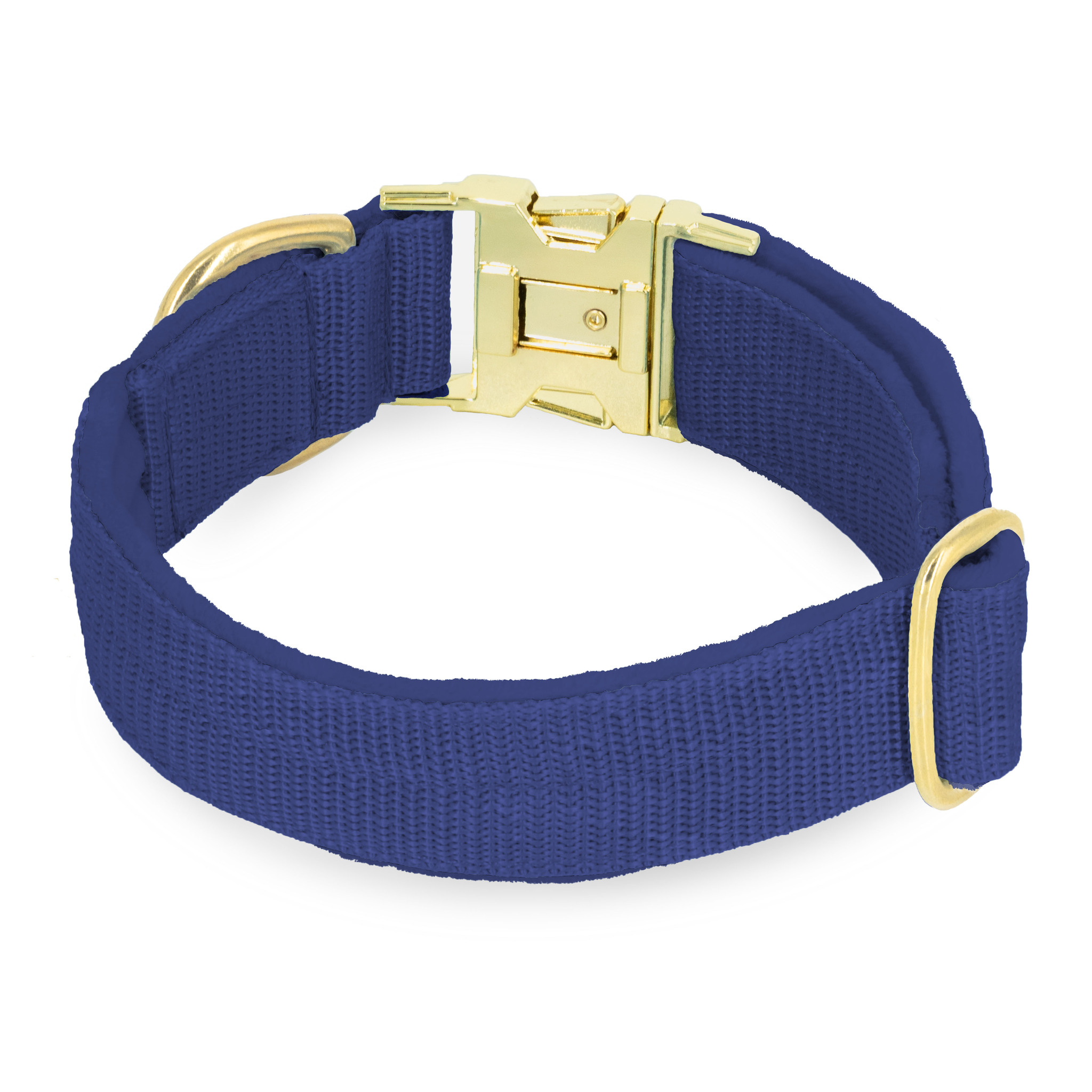 Easy Clip Golden Navy Blue - Reglerbart halsband med knäppspänne