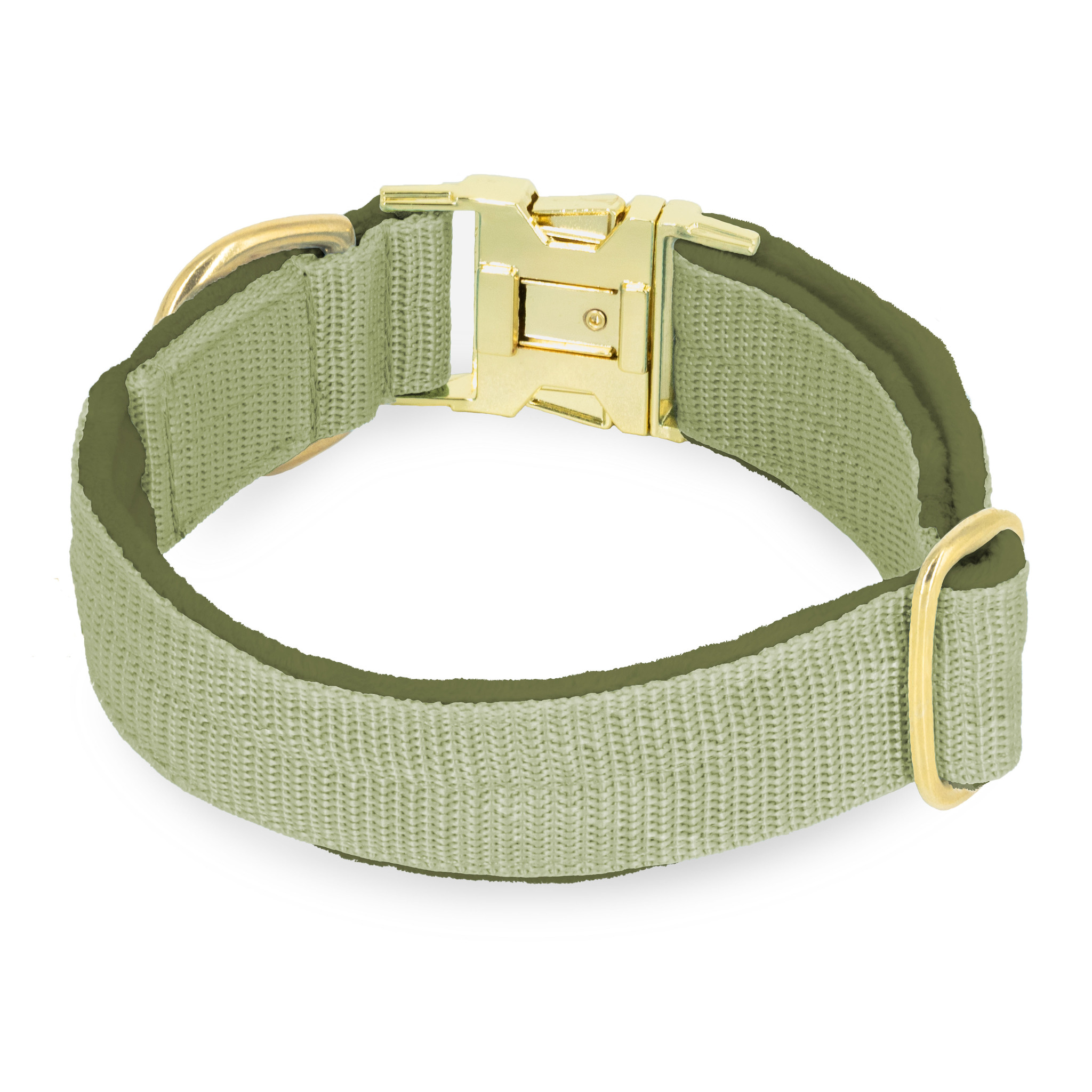 Easy Clip Golden Olive Green - Reglerbart halsband med knäppspänne