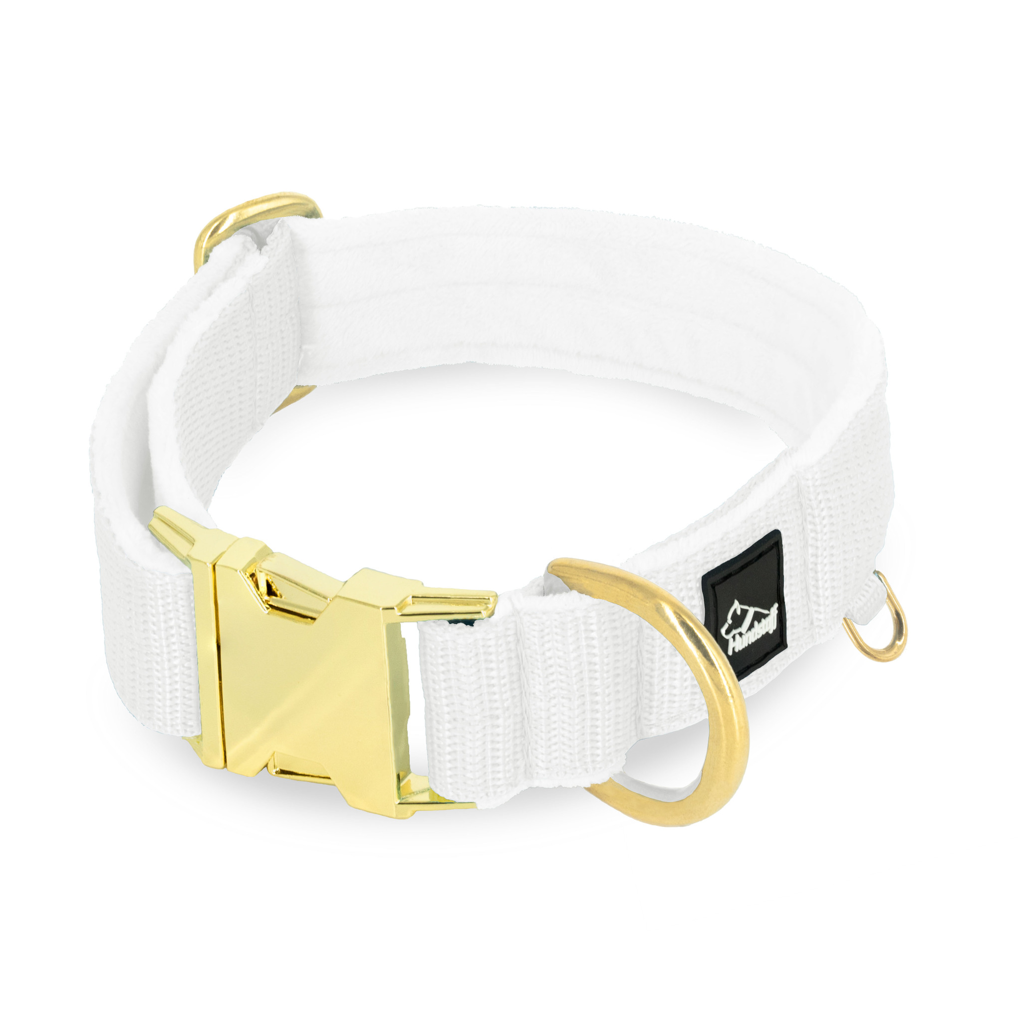 Easy Clip Golden Vit - Reglerbart halsband med knäppspänne