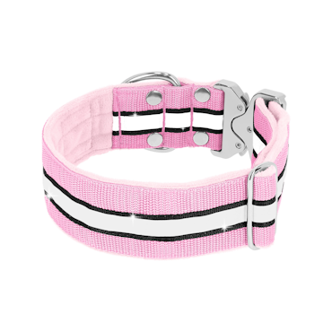 Extreme Silver Buckle Safe Baby Pink - Säkert reflexhalsaband
