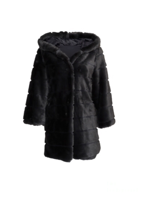 Huda Hooded Faux Fur Jacket Long
