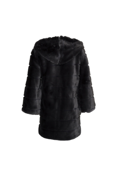 Huda Hooded Faux Fur Jacket Long