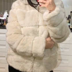 Celine Faux Fur Jacket Offwhite