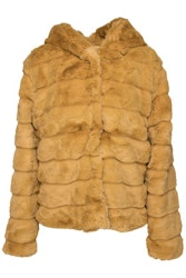 Huda Hooded Faux Fur Jacket Yellow