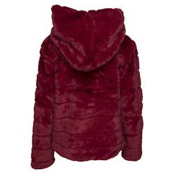 Huda Hooded Faux Fur Jacket Red