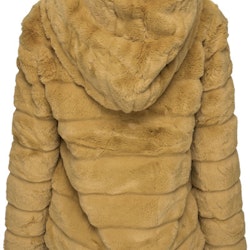 Huda Hooded Faux Fur Jacket Yellow