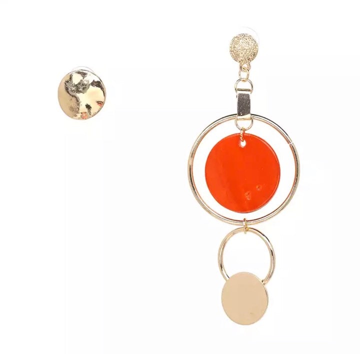 Asymmetric Bonnie Orange Earrings