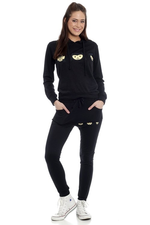 Three Wise Monkeys Tracksuit Black