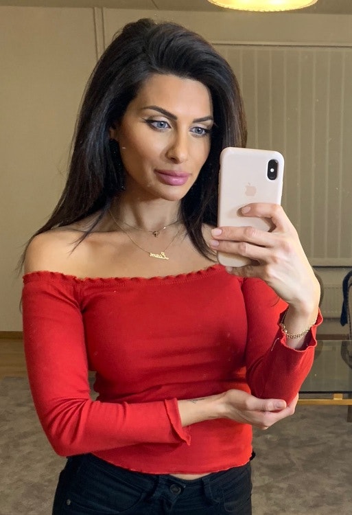 Adrianna Off Shoulder Long Sleeve Top Red