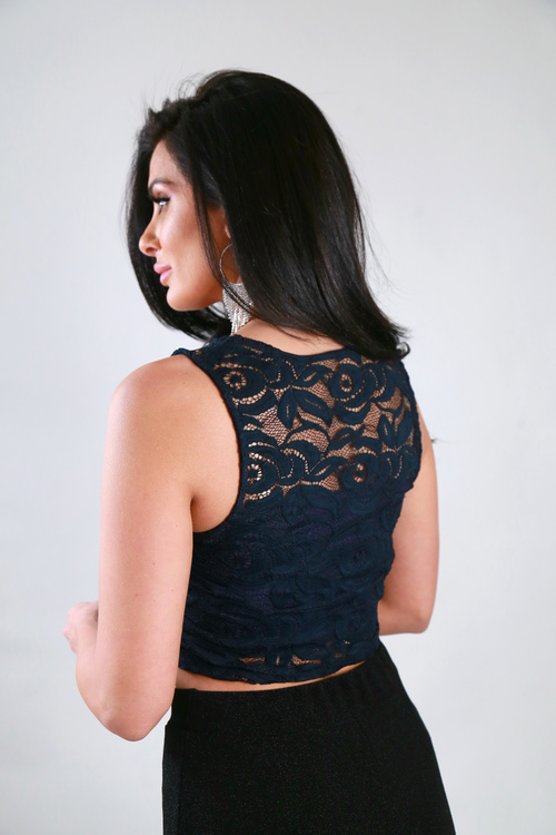 Cindy Top With Lace Navy