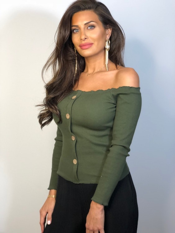 Ramina Top With Buttons Green