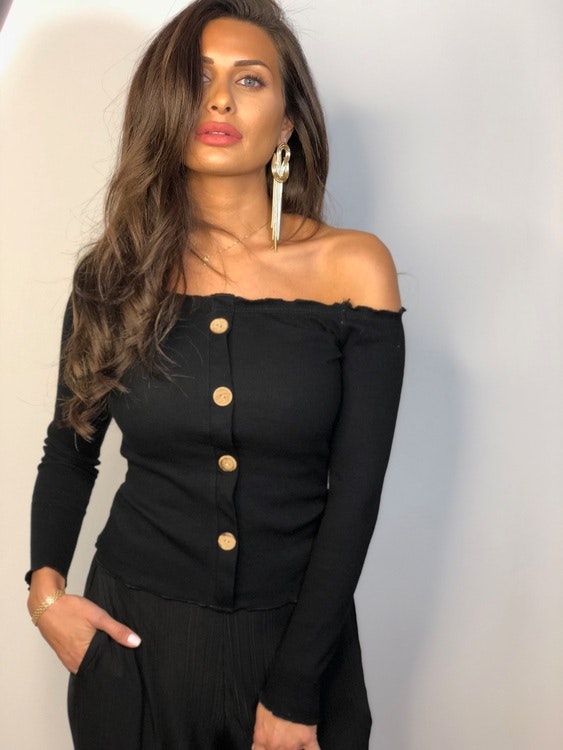 Ramina Top With Buttons Black
