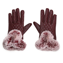 Ella Faux Fur Gloves Red Touch