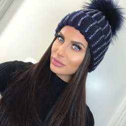 Sparkling Pom Pom (Faux Fur) Hat Ramina Blue