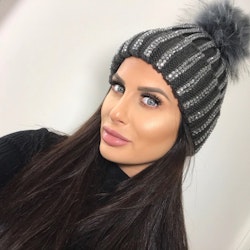 Sparkling Pom Pom (Faux Fur) Hat Ramina Grey