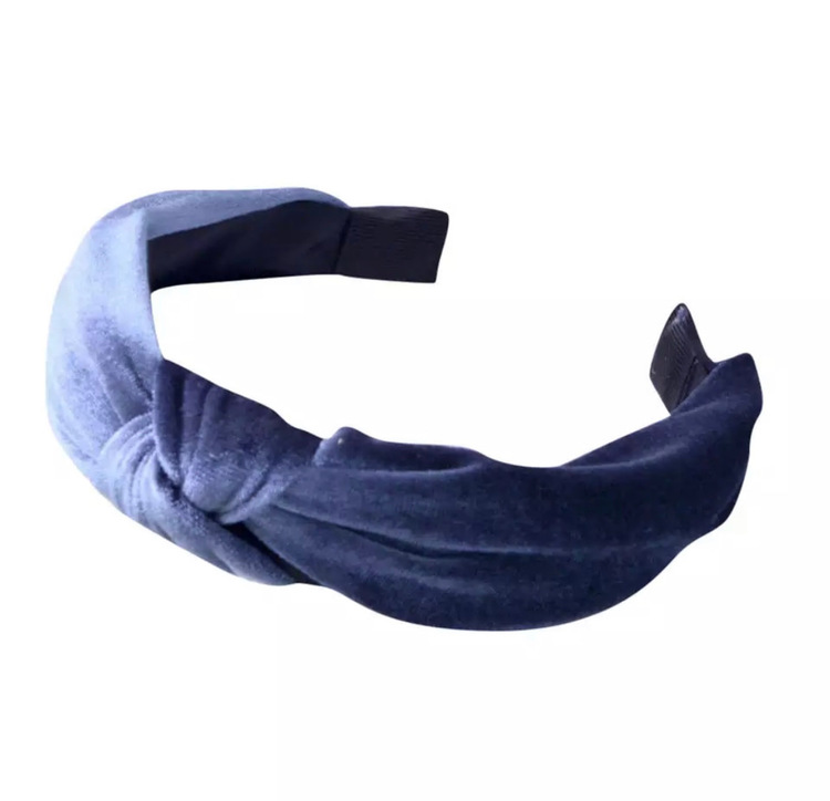 Velvet Hairband With Knot Light Blue