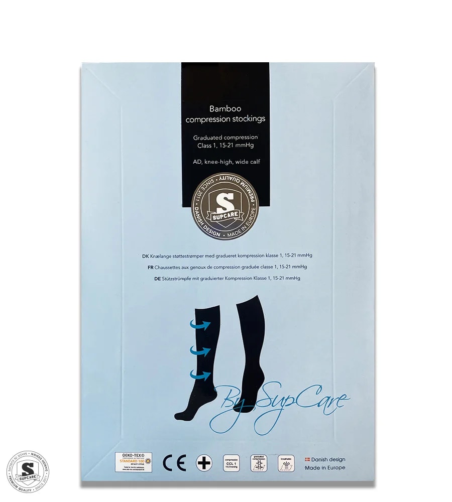 Tinydot Stödstrumpor Breda Vader, Bambu 15-21 mmHg Svart 3-Pack