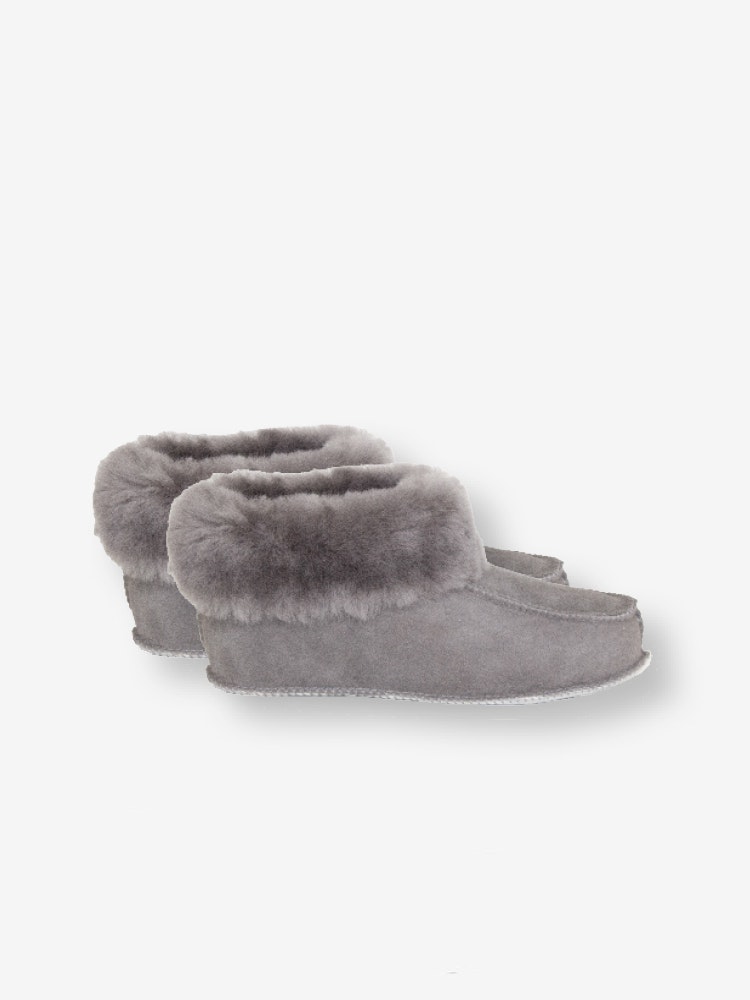 KID'Z NARVIK Mjuka Ankelhöga Fårskinnstofflor, Grey