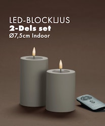Inomhus Deluxe LED-Blockljus Paket Ø7,5 SAND Set av 2