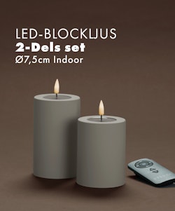 Inomhus Deluxe LED-Blockljus Paket Ø7,5 SAND Set av 2