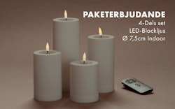 Inomhus Deluxe LED-Blockljus Paket Ø7,5 SAND Set av 4