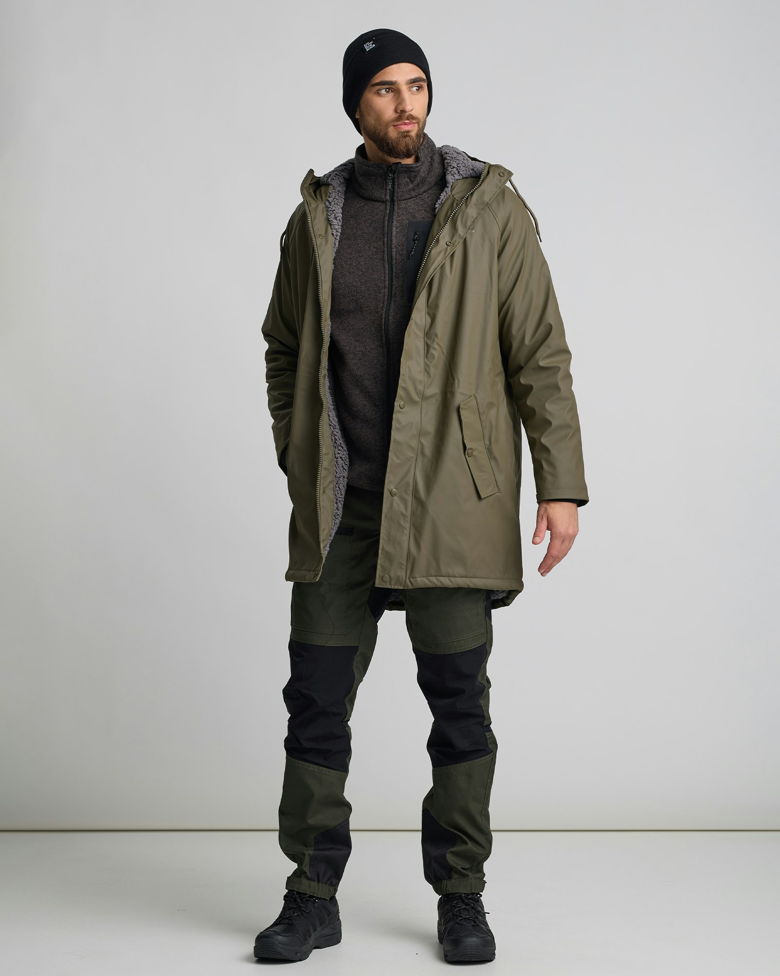 Jacka Flatfleece Herr, Svart-Melange