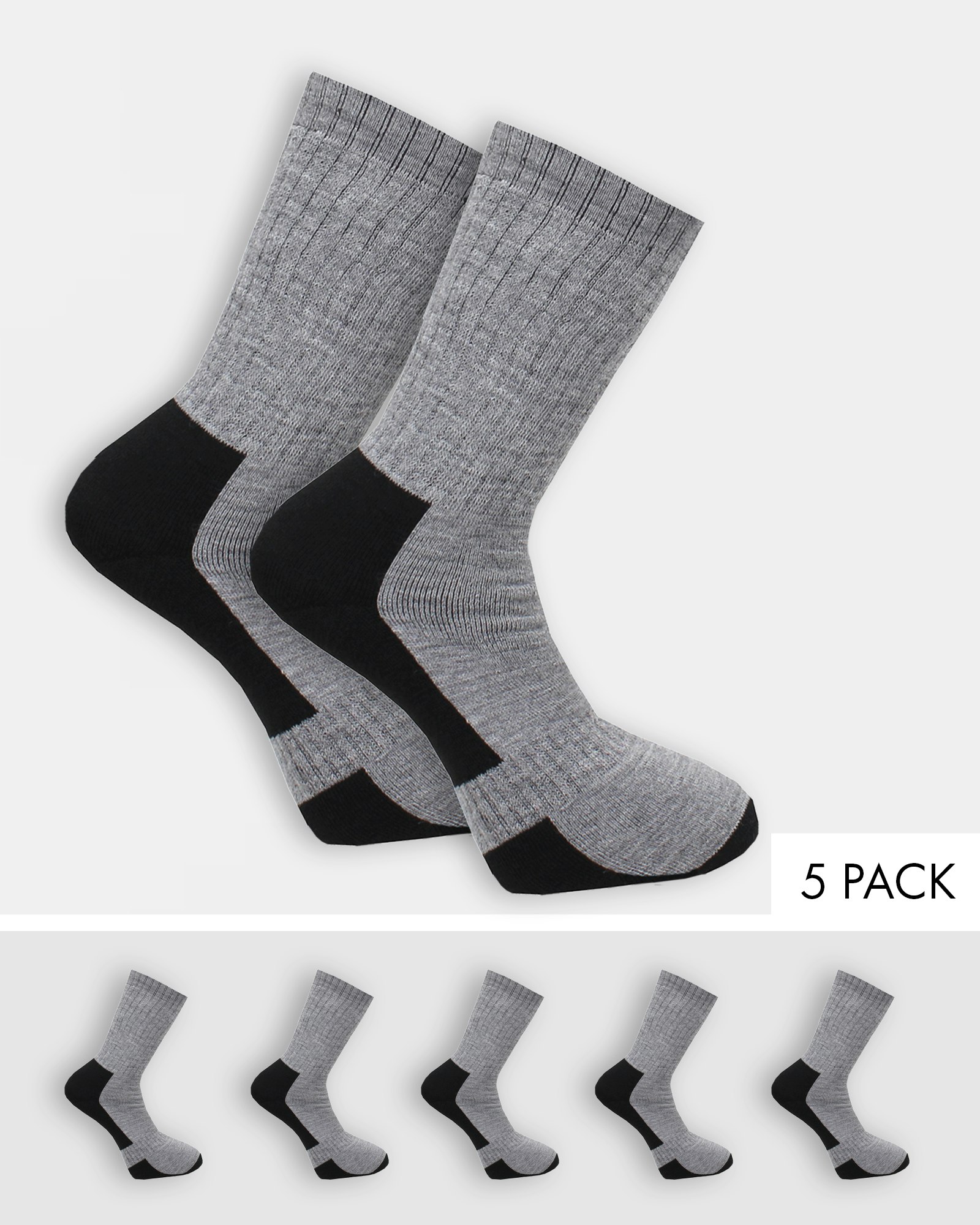 Thermal Hiking Wool Socks Grey/Black 3-pack