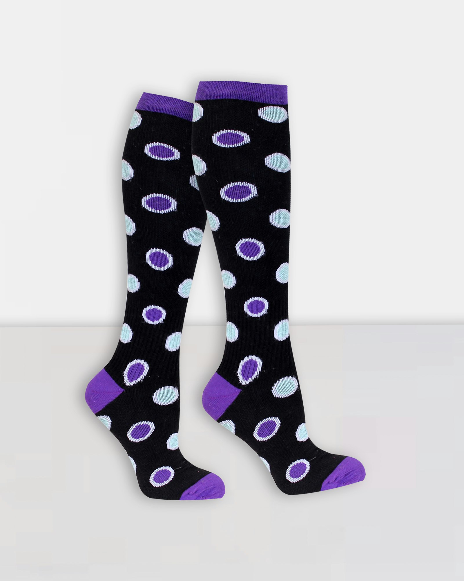 Dots Svart/Lila Stödstrumpa 11-14 mmHg Bomull