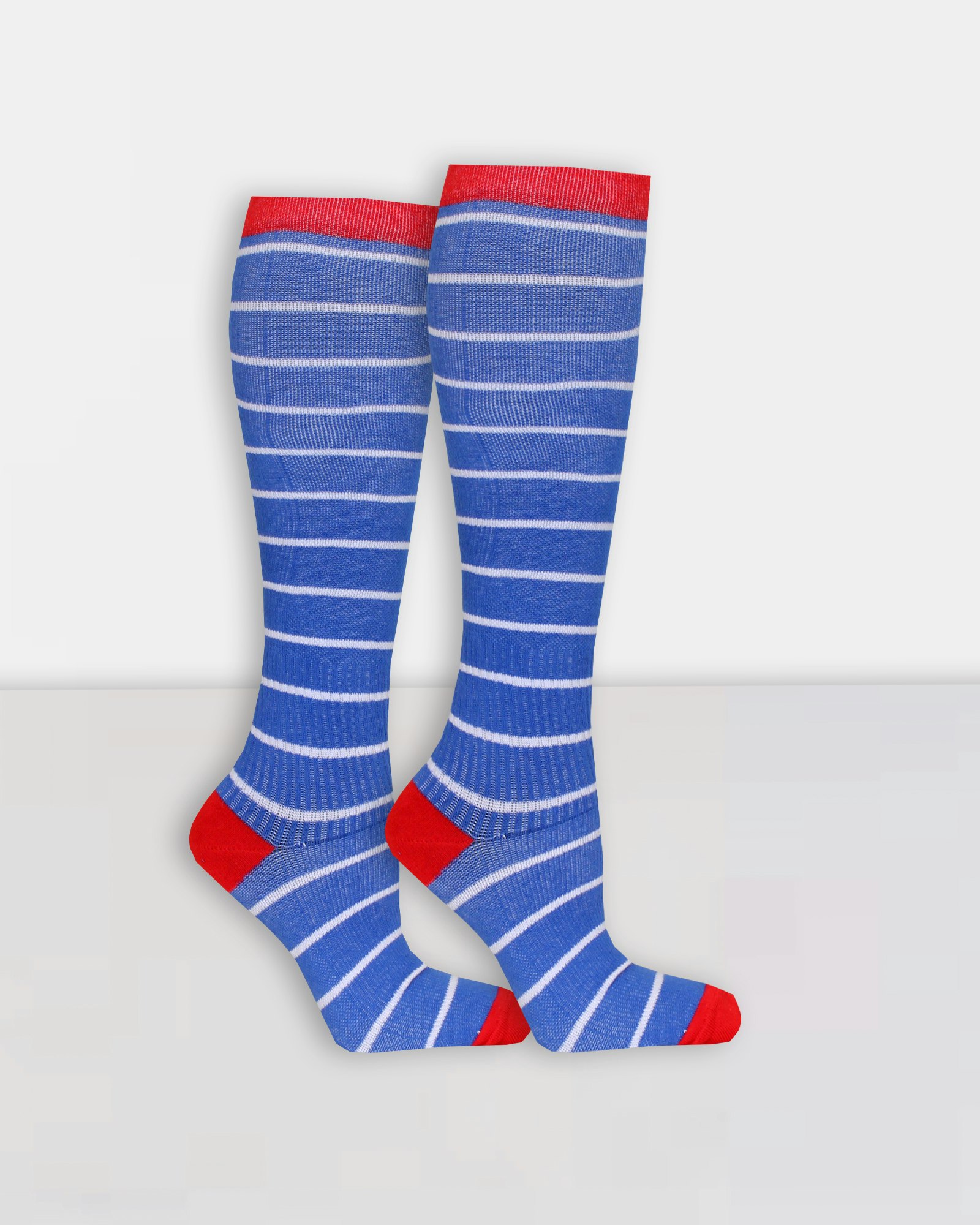 Stödstrumpa Stripes w Red accent, Blue & White, 1-par - Haika Adventure AB