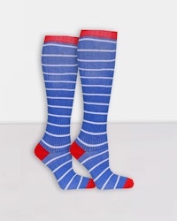 Stödstrumpa Stripes w Red accent, Blue & White, 1-par