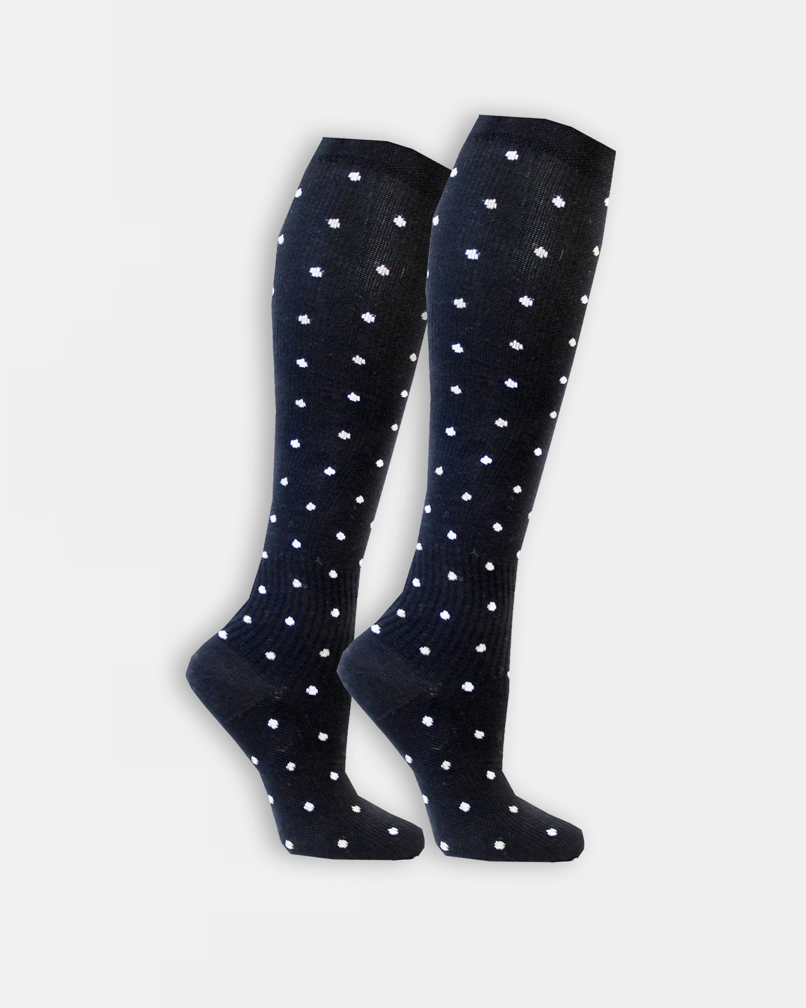 Bambu Stödstrumpa Dots, Svart/Vit 1-Par