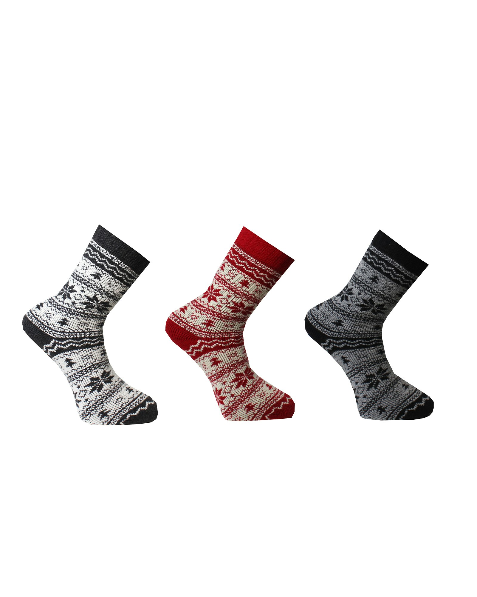 Ullsockar Helfrotté Mönstrade i 3-pack