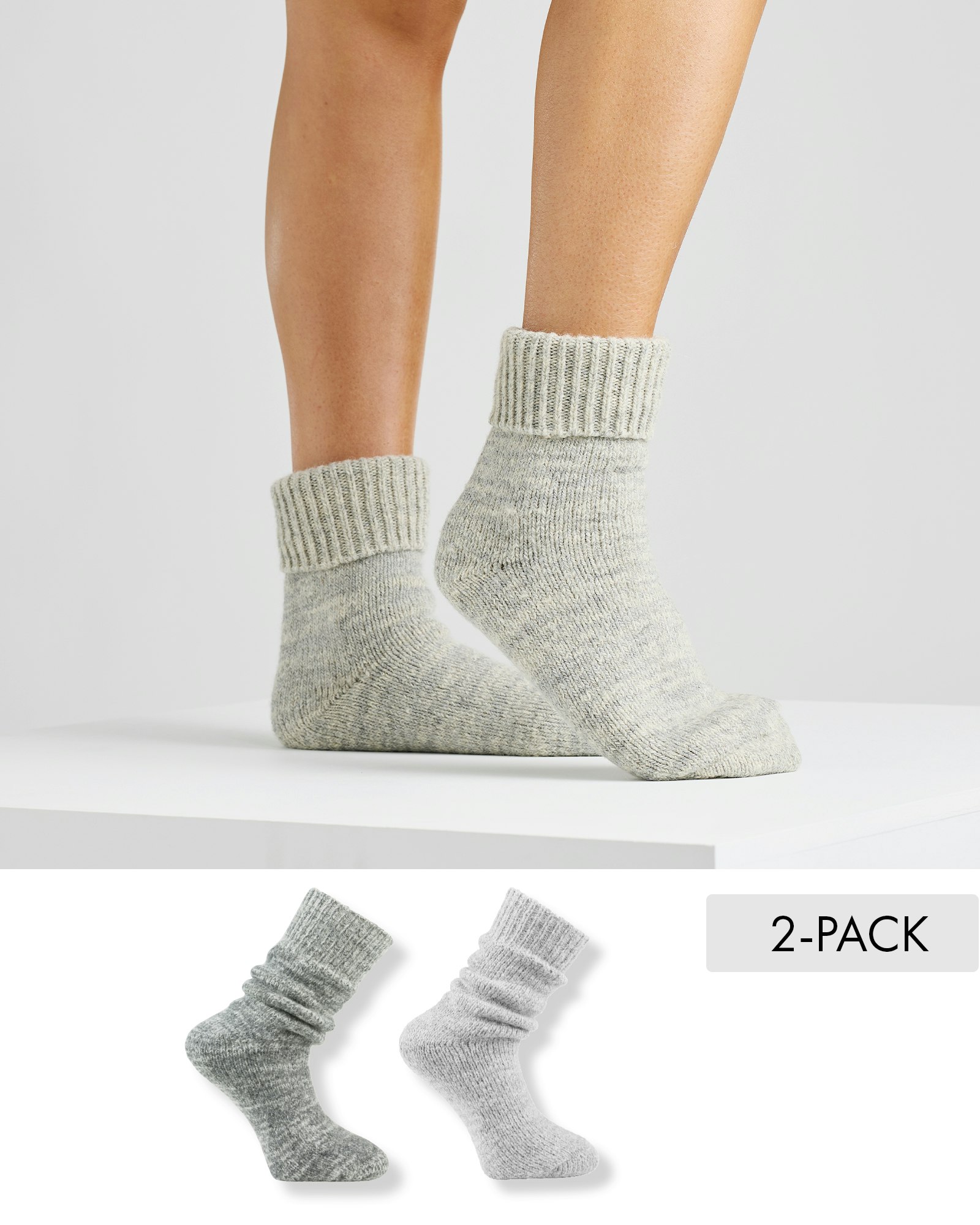 Eskimåsocka i Ull, Grå och ljusgrå 2-par