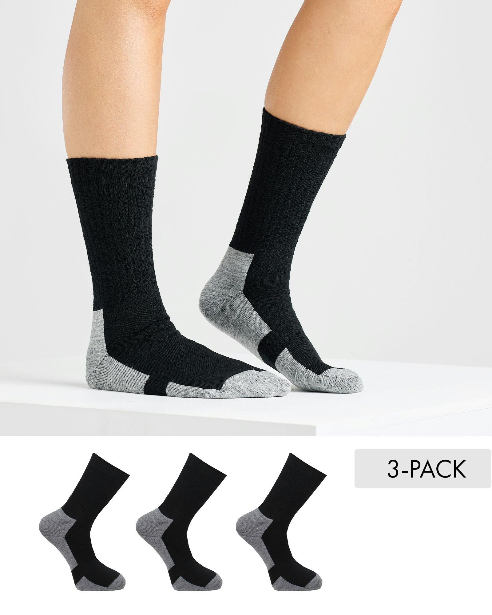 Merinoull Hiking Socks, Svart/Grå 3-Par