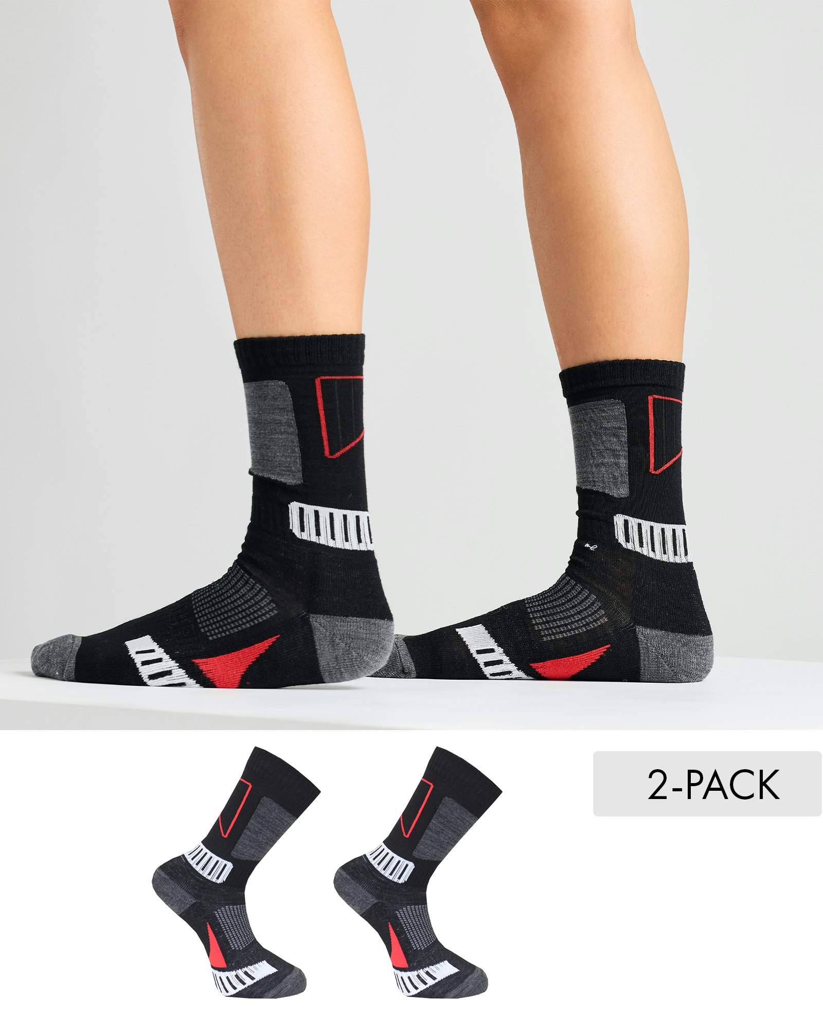 Cross Ski Ullstrumpa, Svart/Grå 2-pack