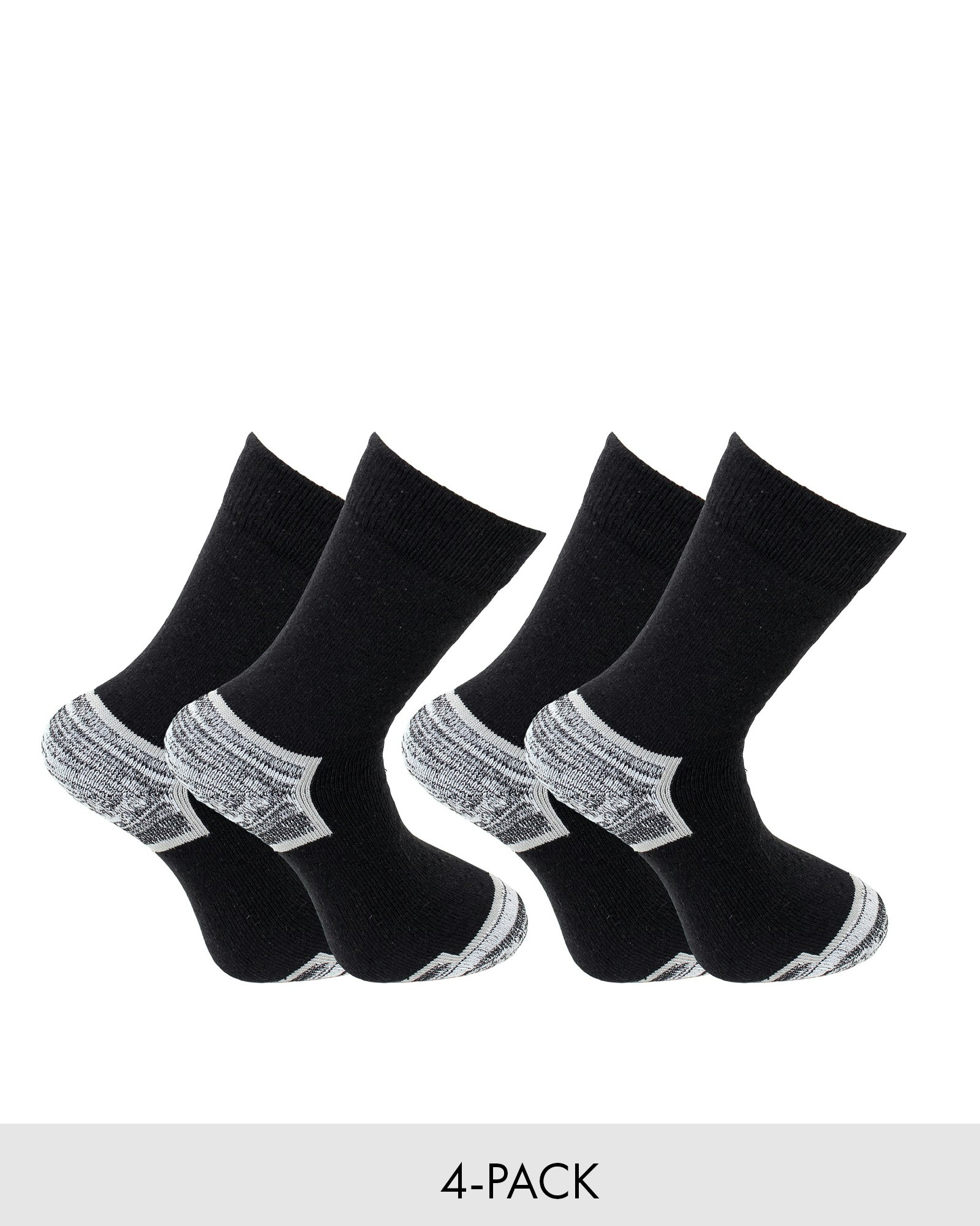 Kraftig Ullsocka, Svart/Grå 4-pack