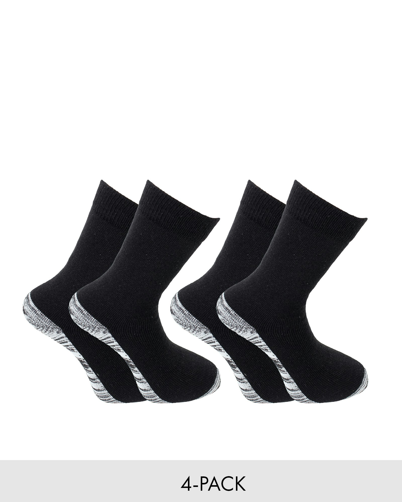 Kraftig Ullsocka Helfrotté, Svart/Grå 4-pack