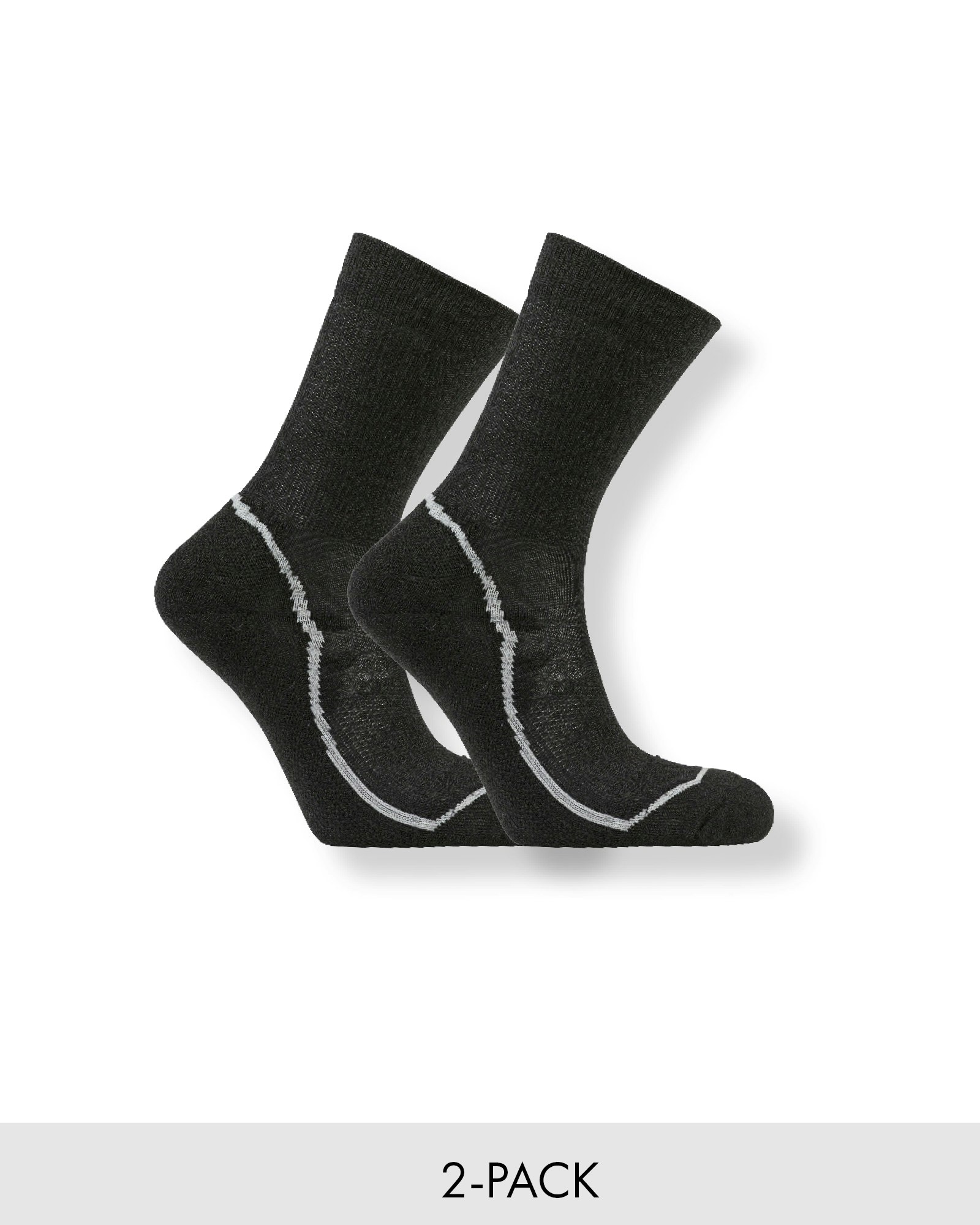 Hiking Wool Socks, Svart 2-Pack