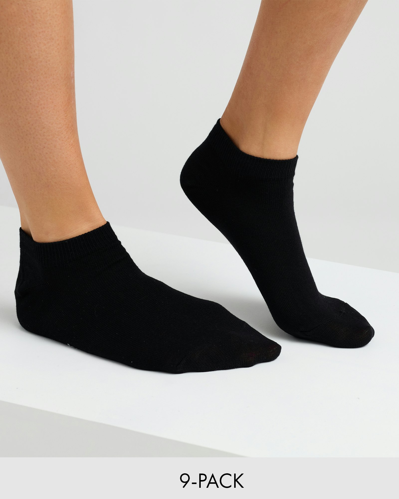 Sneaker Socks Bomull, Svart 9-Par