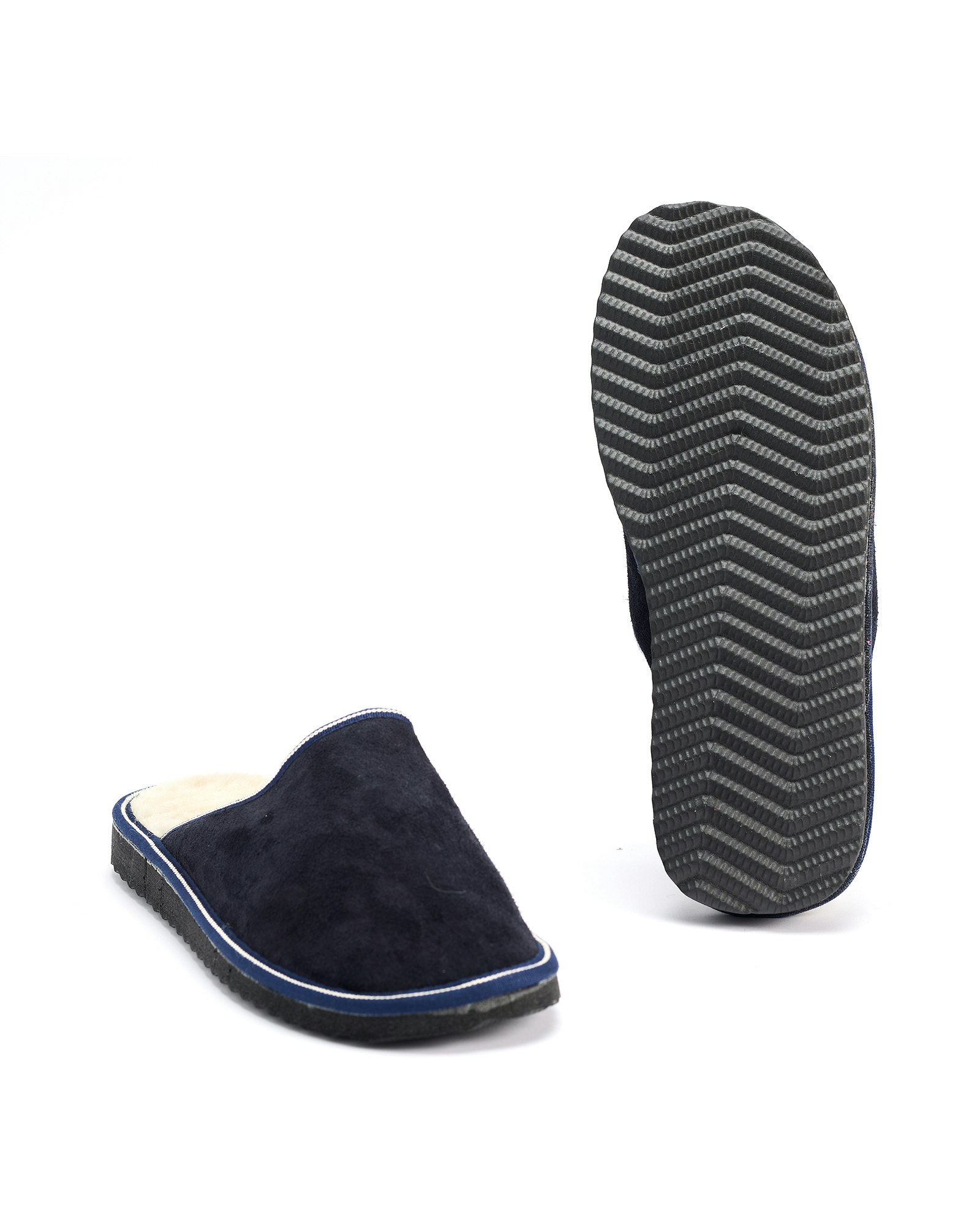 SÄLEN Fårskinn Slippers, Marinblå