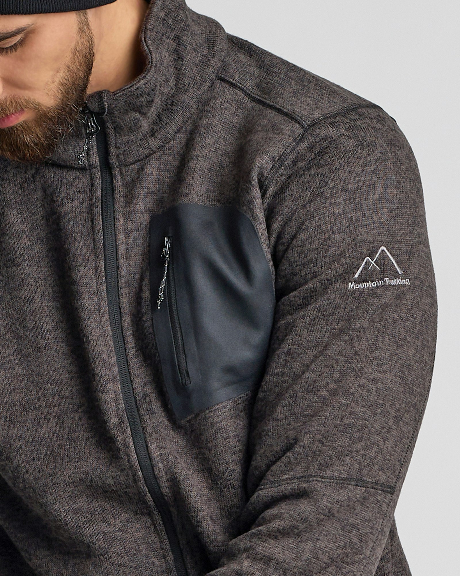 Jacka Flatfleece Herr, Svart-Melange