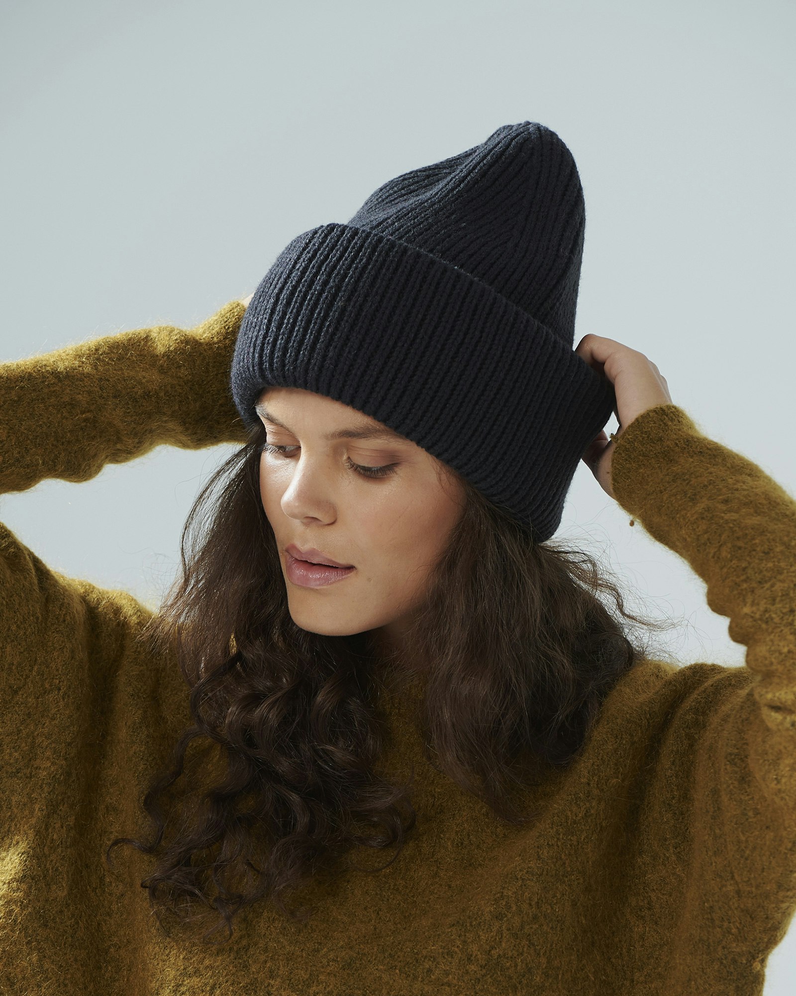 Ribbed Oversized Beanie, Marin
