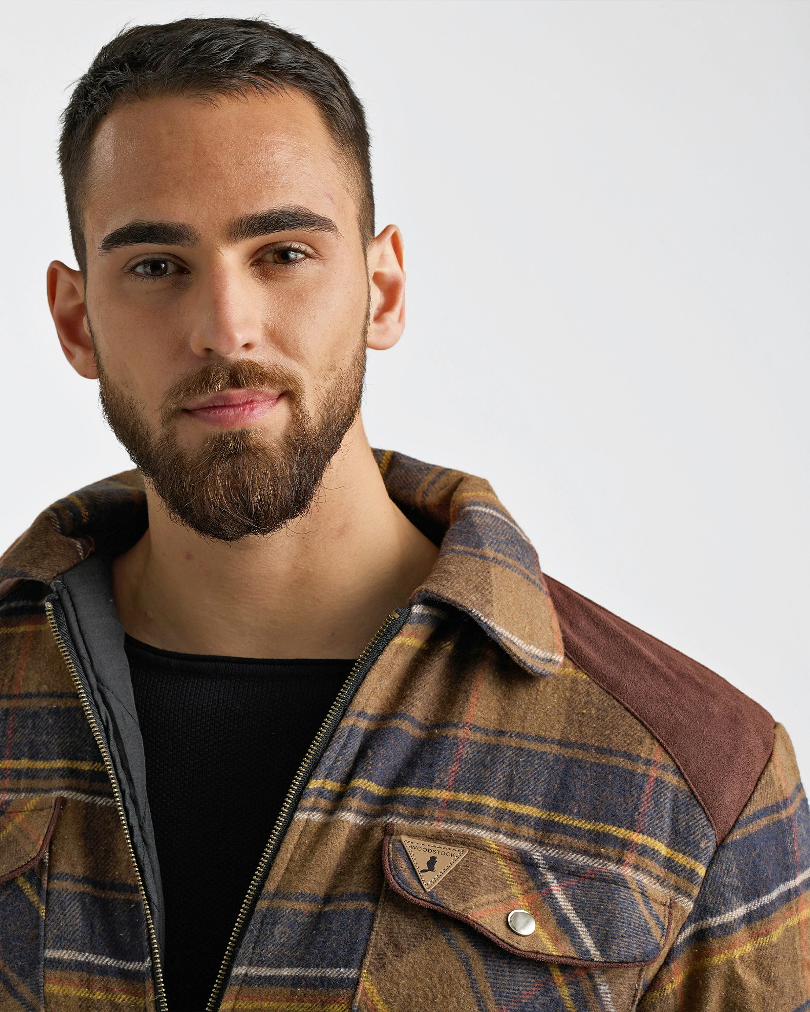 Fodrad Overshirt Wood i Brun/Blå Rutig Flanell – Herr