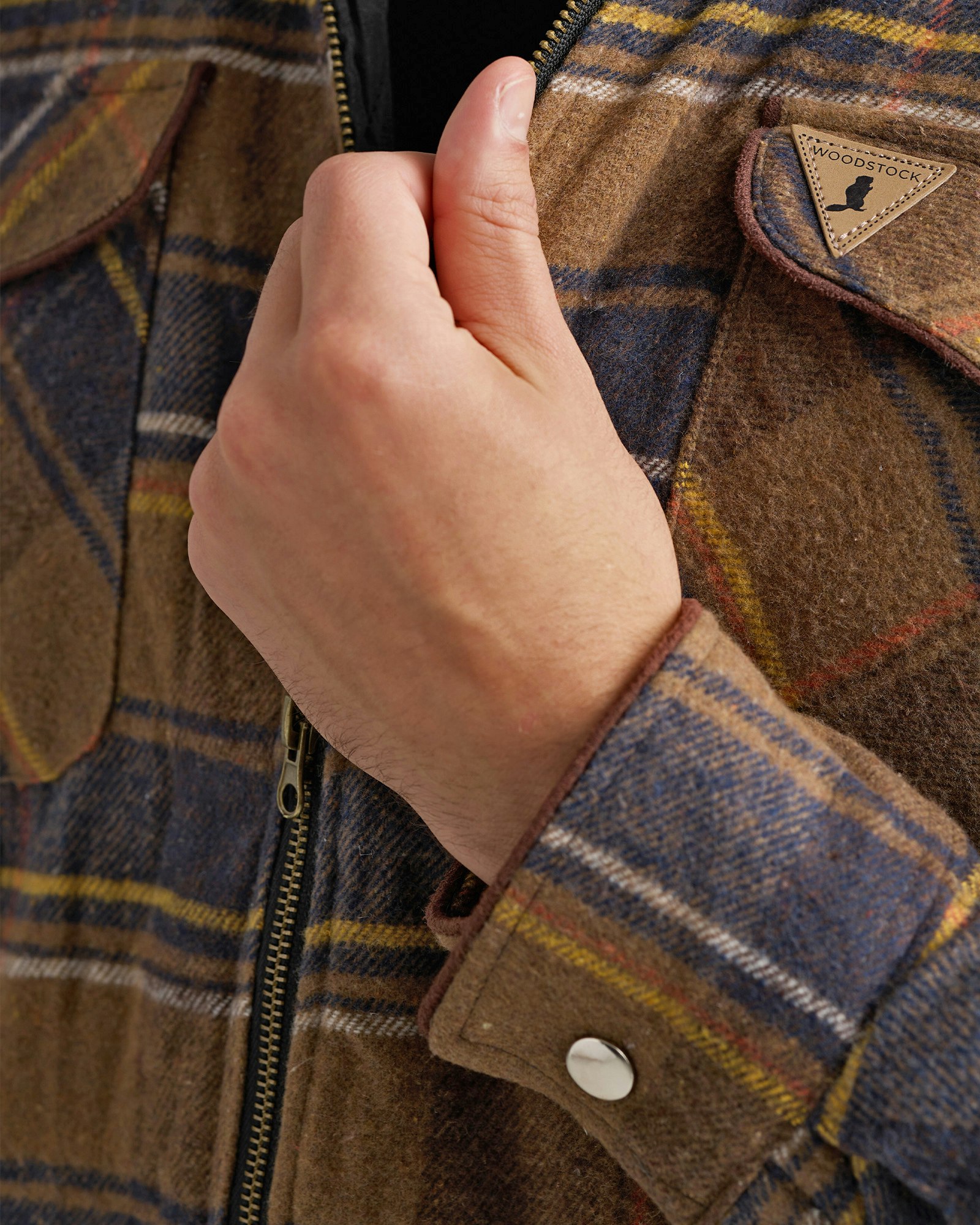 Fodrad Overshirt Wood i Brun/Blå Rutig Flanell – Herr