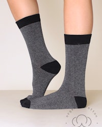 Organic Cotton Mini-Stripe, Svart-Grå 3-Par