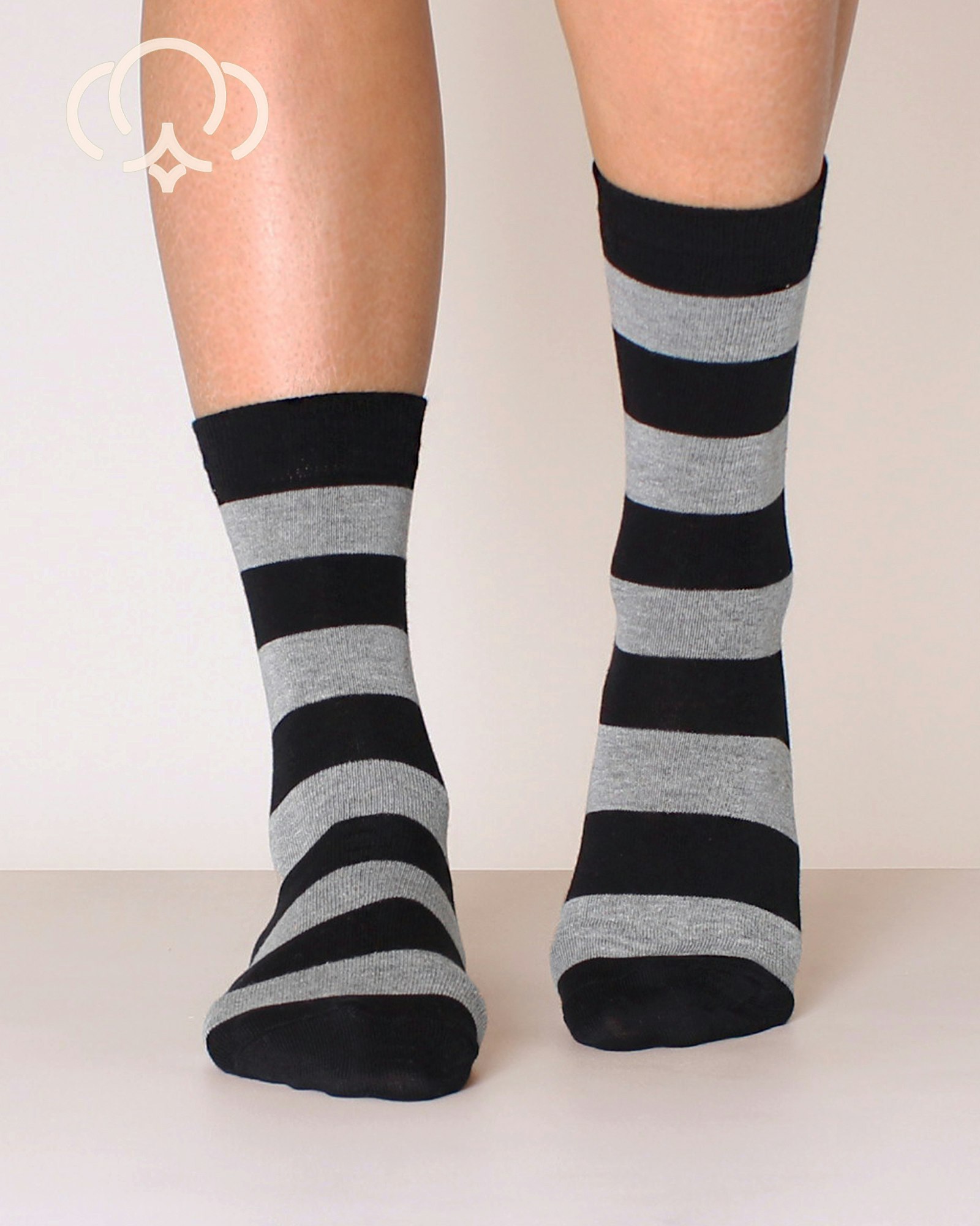 Quality Cotton, Stripes Svart-Grå, 3-Par